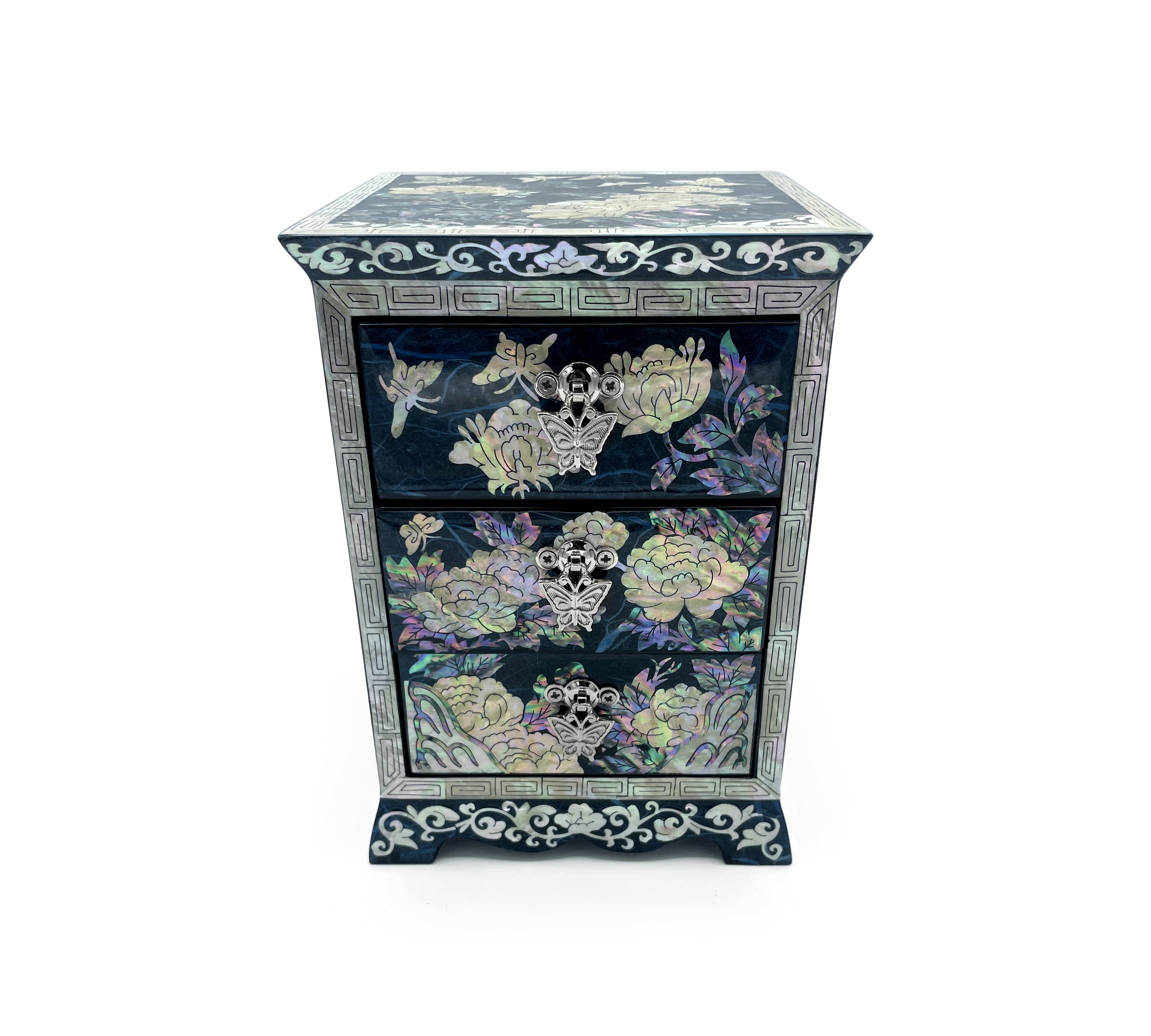 Blue Butterflies and Lotus Blossom Standing Dresser-nunchi