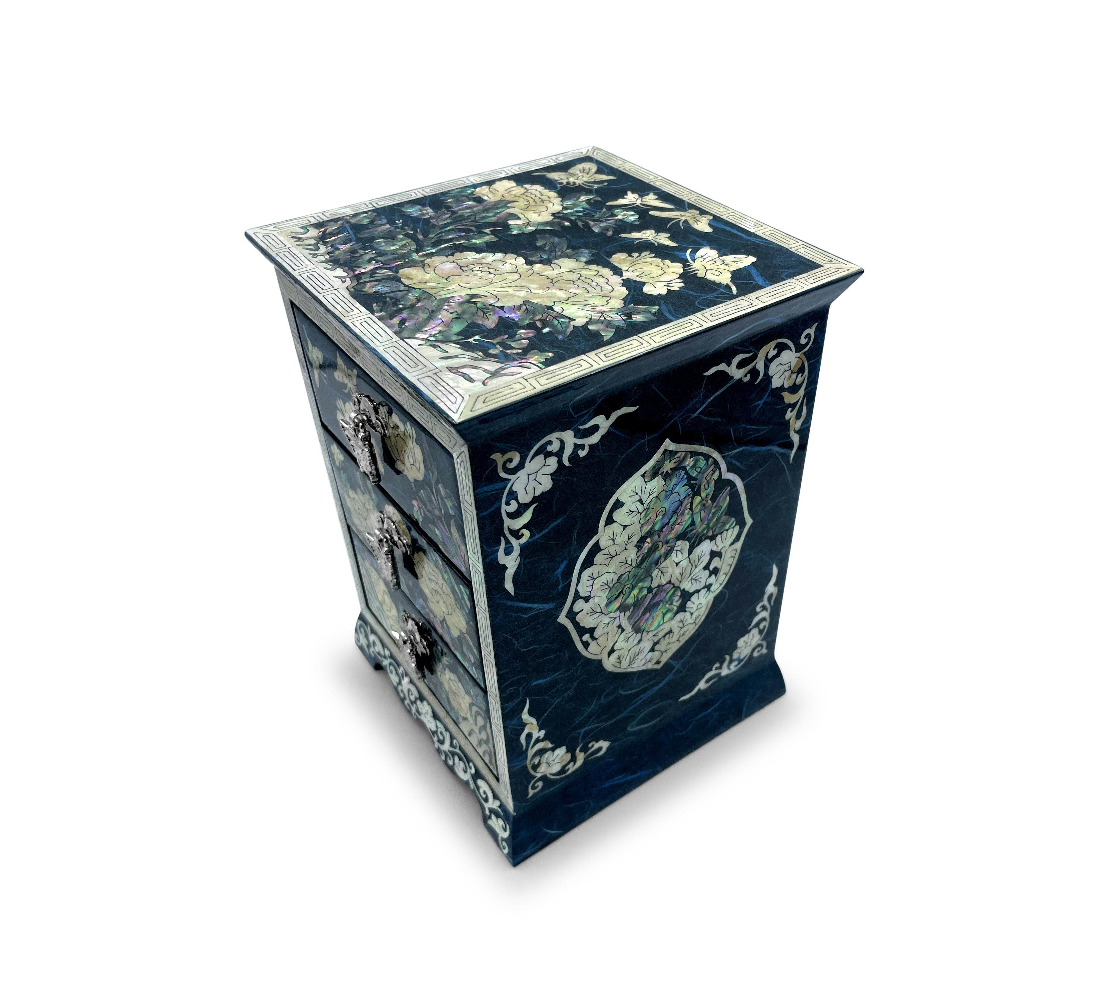 Blue Butterflies and Lotus Blossom Standing Dresser-nunchi