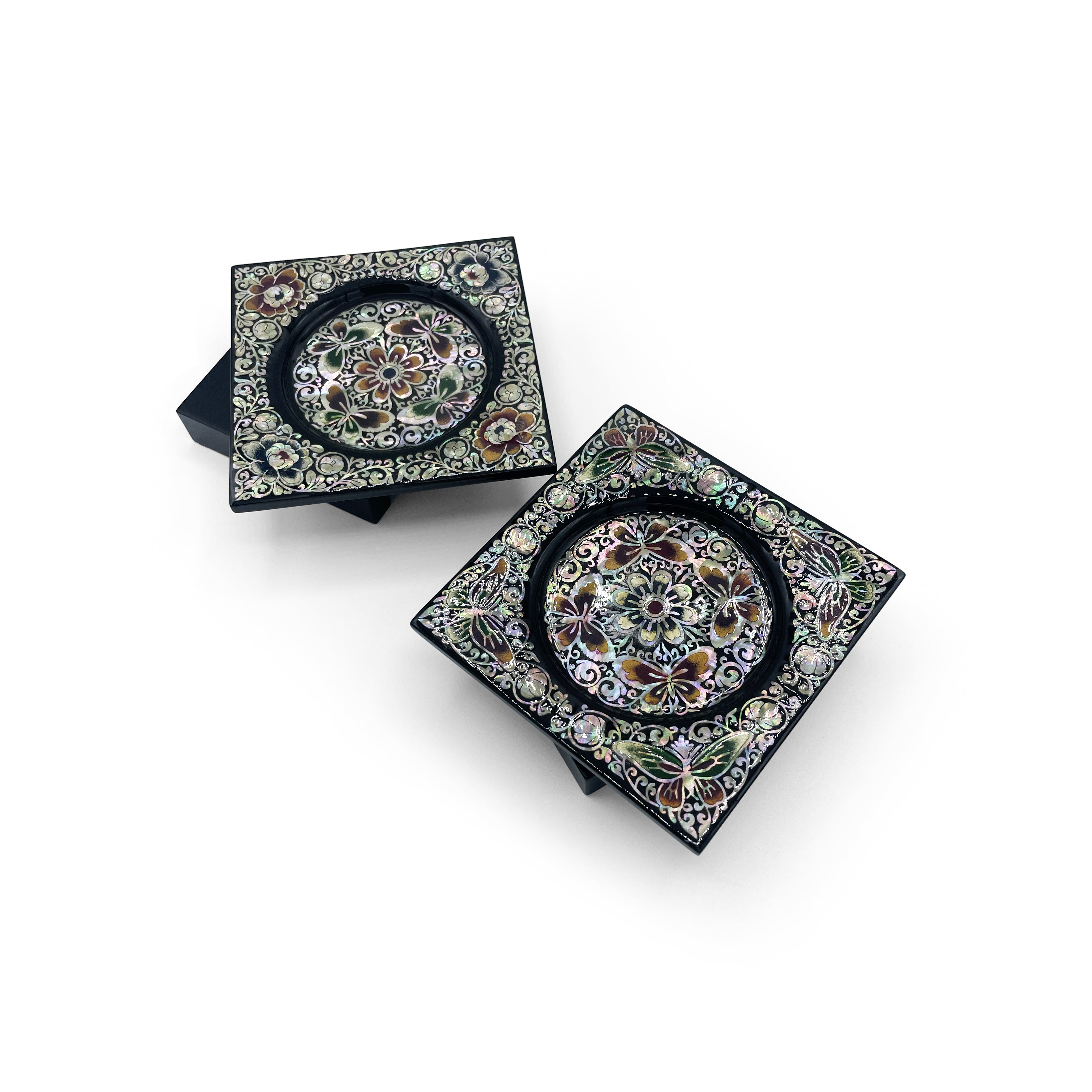 Dark Lotus & Butterflies Coasters - Set of Two-nunchi