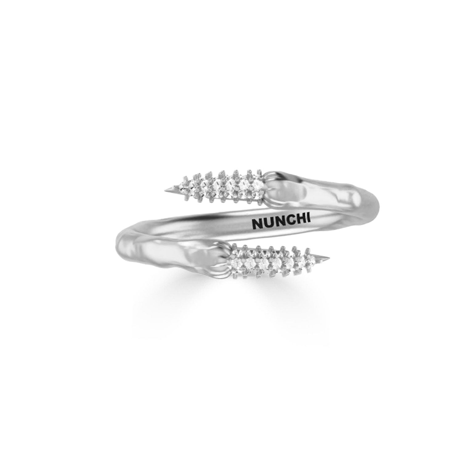 Diamond & Silver Snake Fang Ring-nunchi