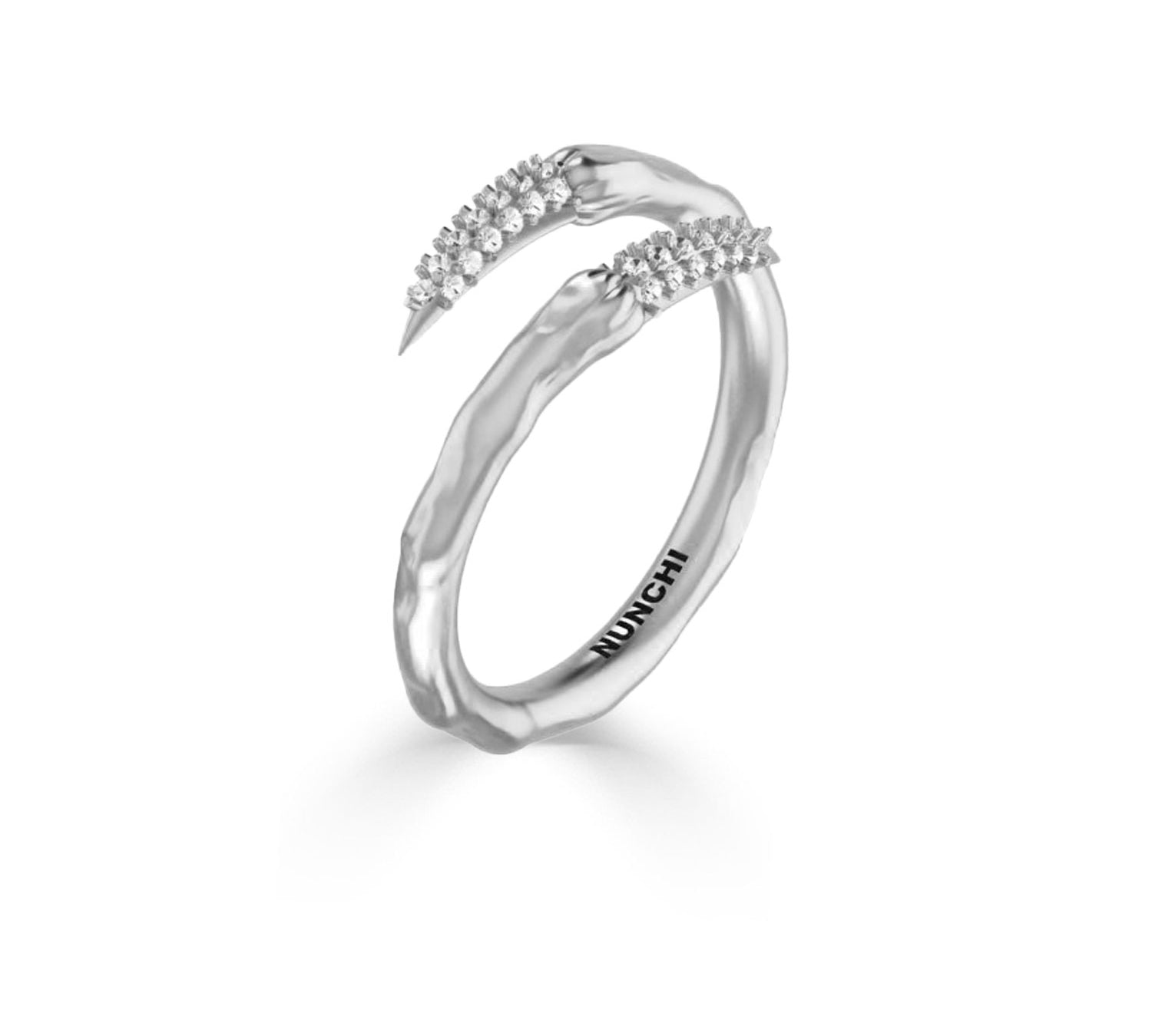 Diamond & Silver Snake Fang Ring-nunchi