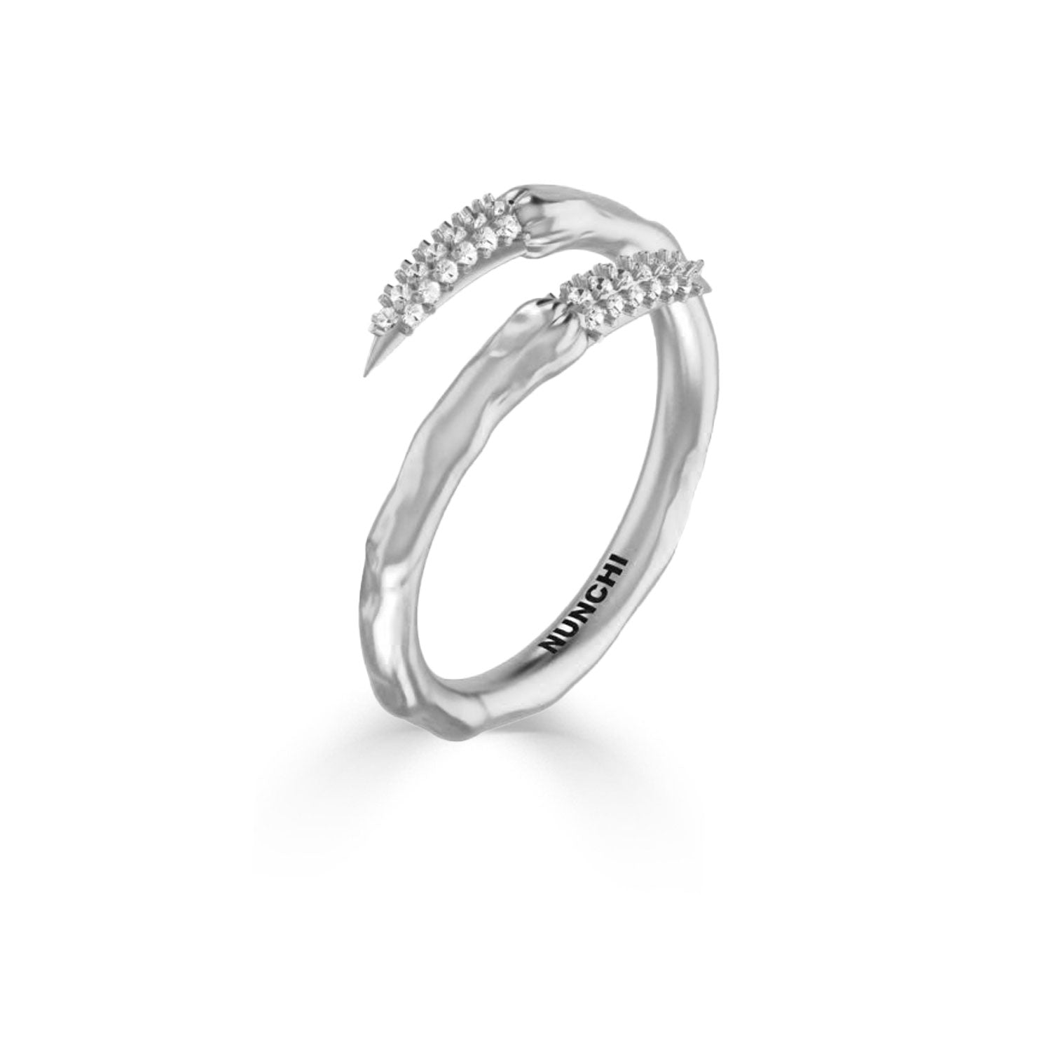 Diamond & Silver Snake Fang Ring-nunchi