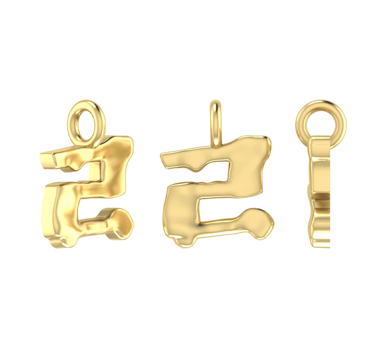 Molten Metal Hangul Charm - Gold-nunchi