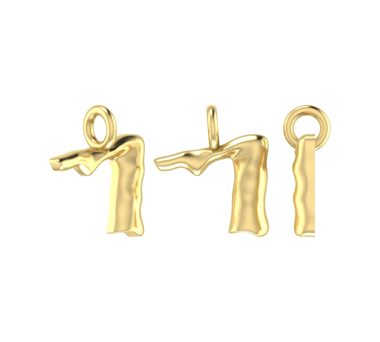 Molten Metal Hangul Charm - Gold-nunchi