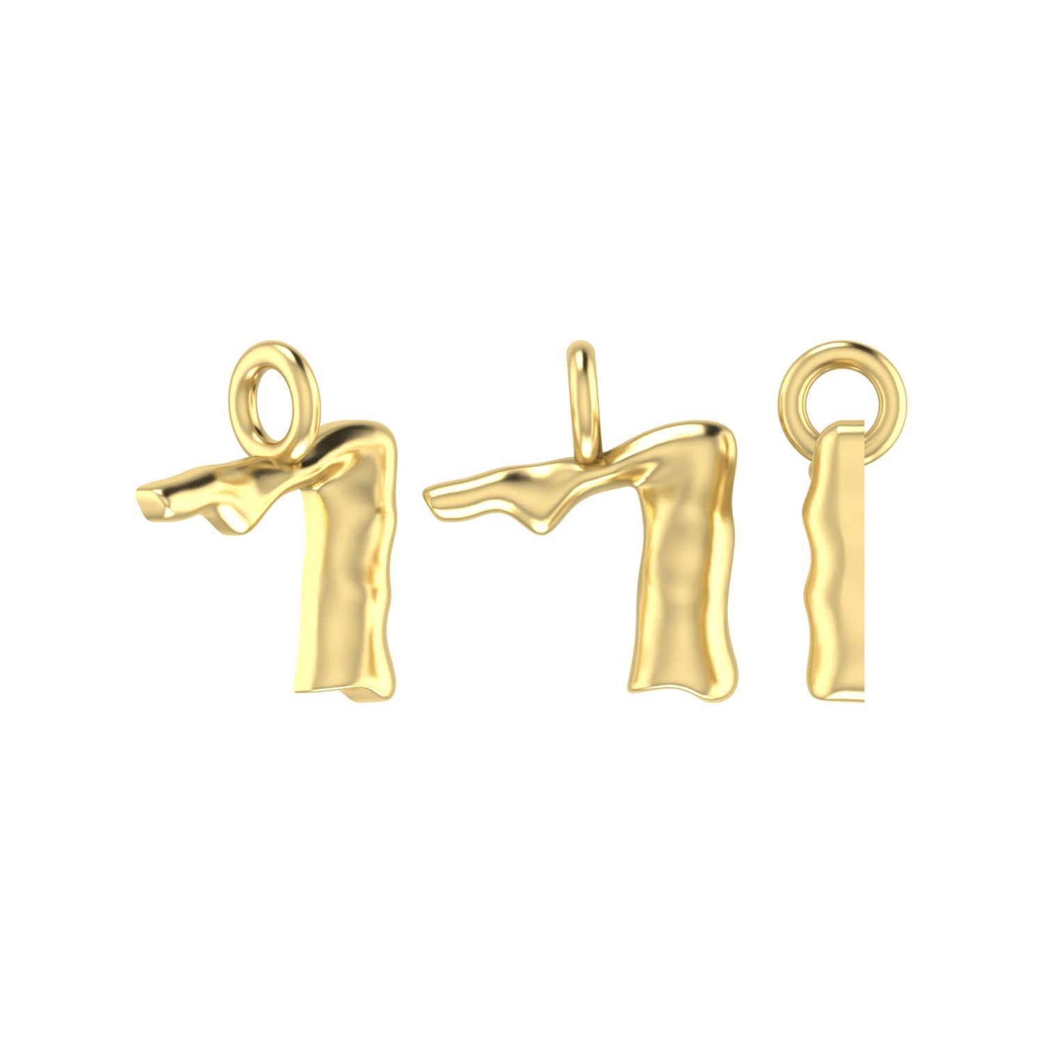 Molten Metal Hangul Charm - Gold-nunchi