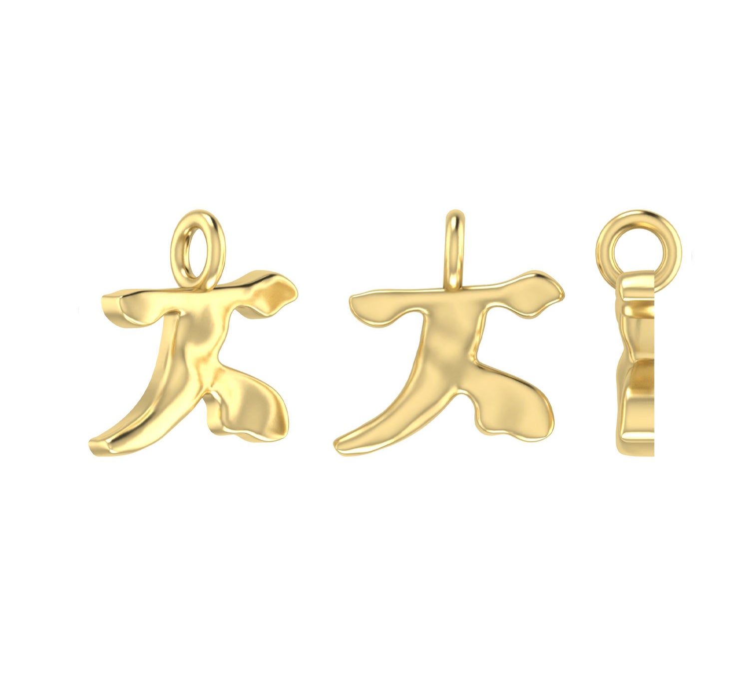 Molten Metal Hangul Charm - Gold-nunchi