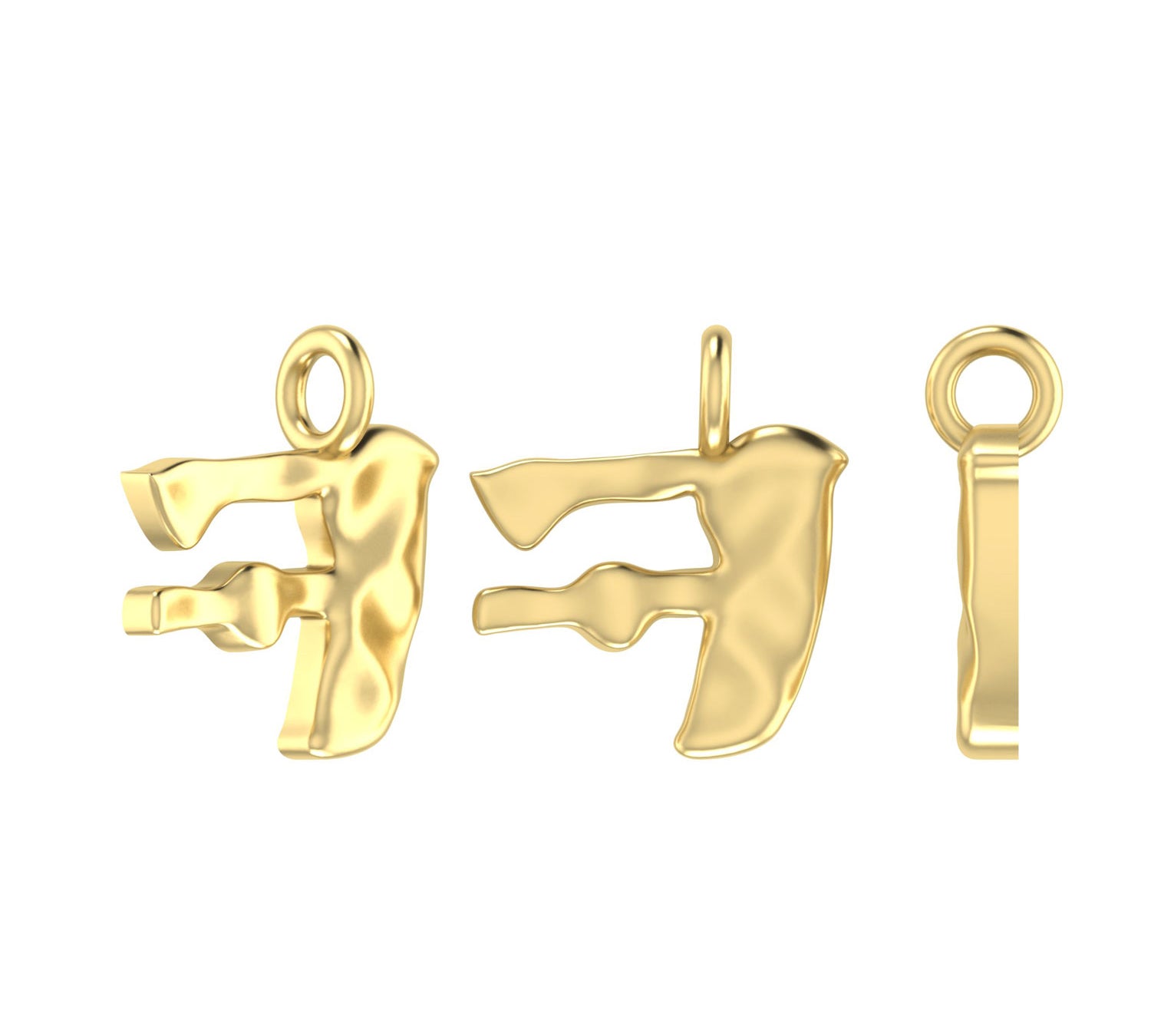 Molten Metal Hangul Charm - Gold-nunchi