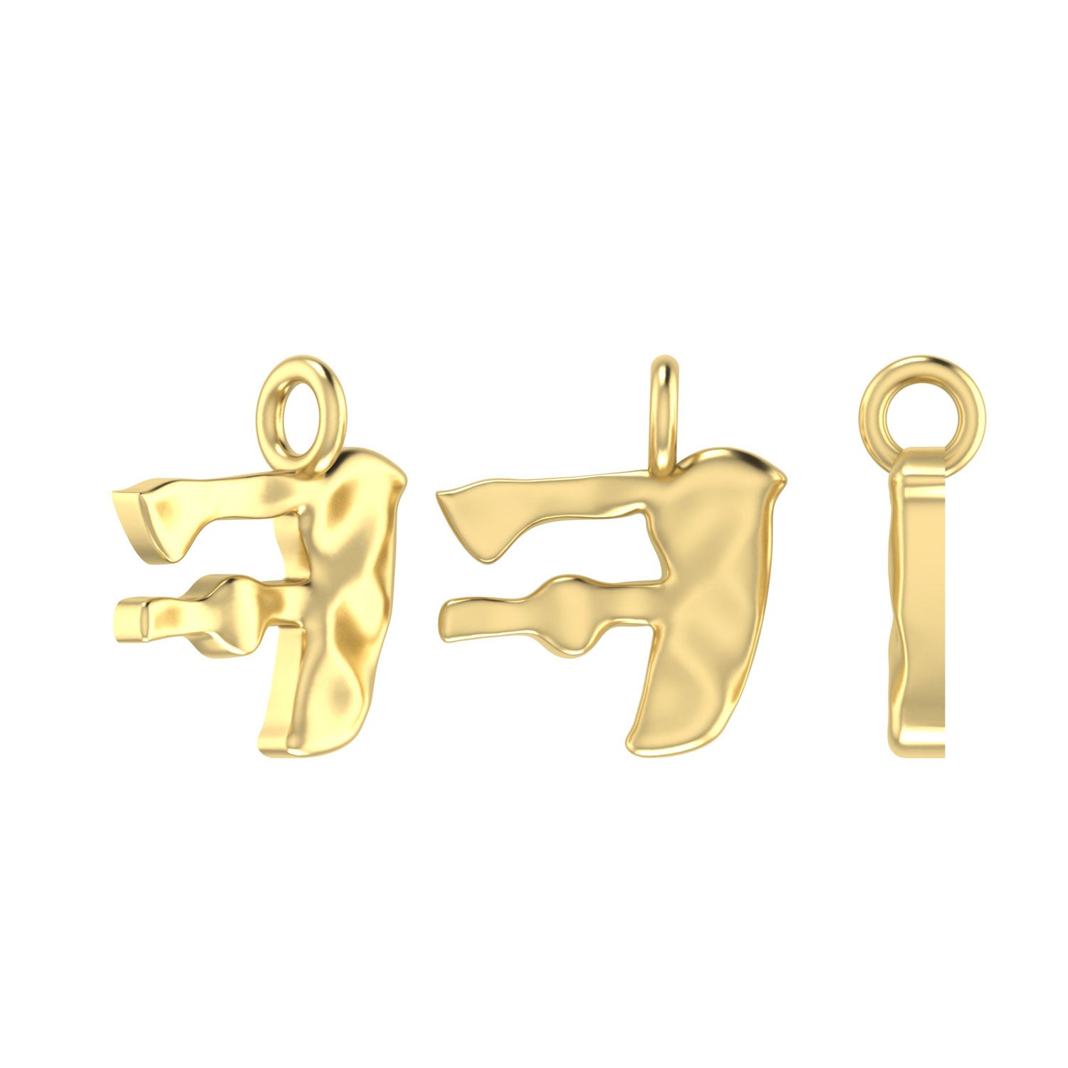 Molten Metal Hangul Charm - Gold-nunchi