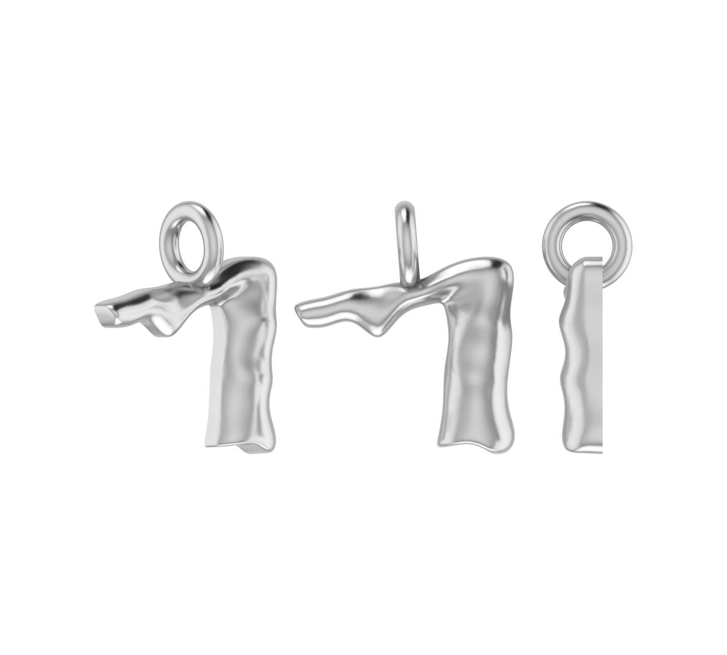 Molten Metal Hangul Charm - Silver-nunchi