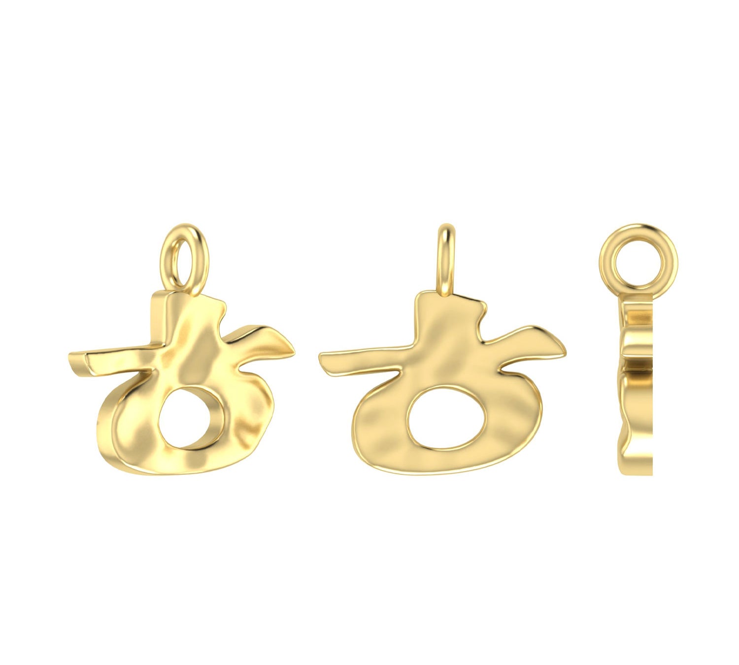 Molten Metal Hangul Charm - Gold-nunchi