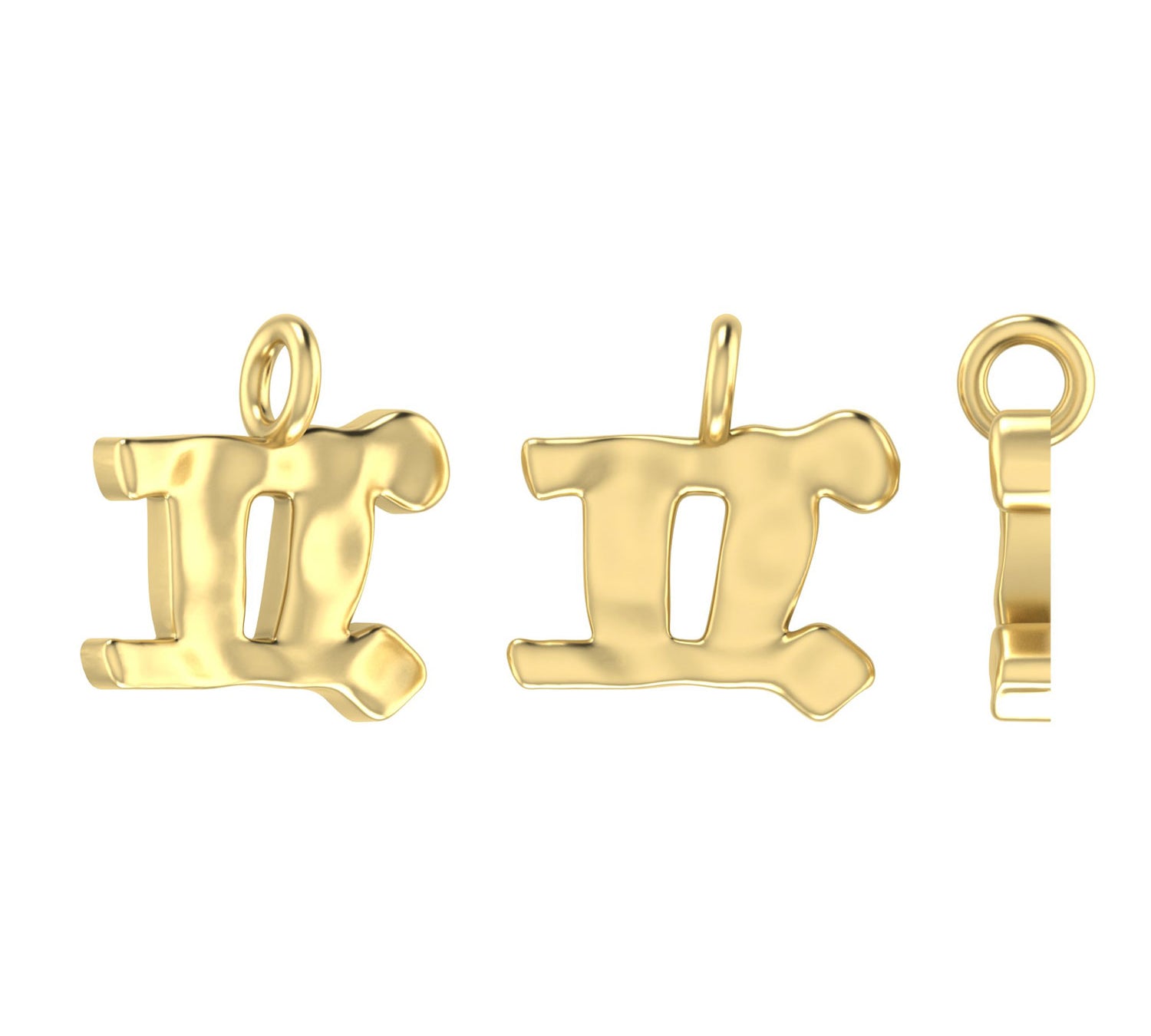 Molten Metal Hangul Charm - Gold-nunchi