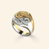 Yin Yang Dragon + Phoenix Ring Set - 14KT Gold-nunchi